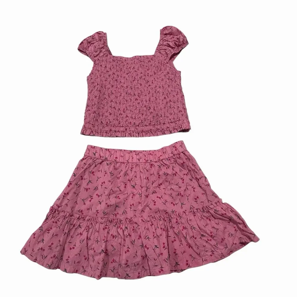 Gap Girls Skirt Set Size Large 10 Pink Floral